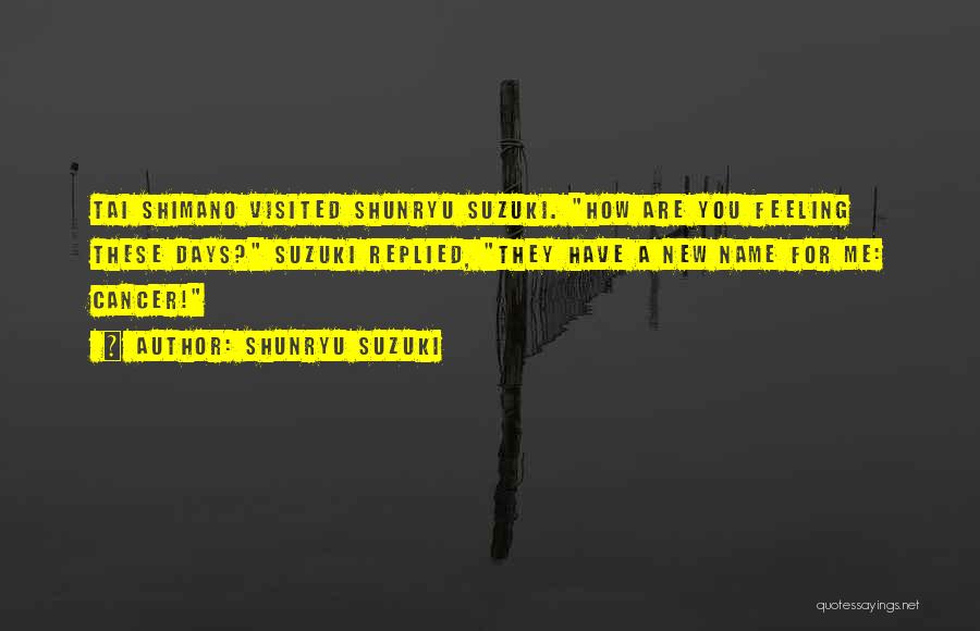 Shunryu Suzuki Quotes: Tai Shimano Visited Shunryu Suzuki. How Are You Feeling These Days? Suzuki Replied, They Have A New Name For Me: