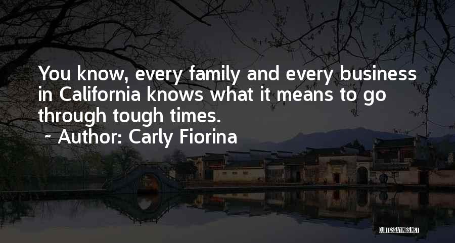 Carly Fiorina Quotes: You Know, Every Family And Every Business In California Knows What It Means To Go Through Tough Times.