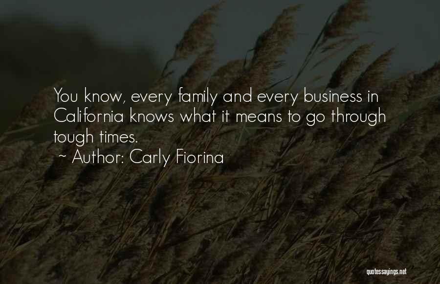 Carly Fiorina Quotes: You Know, Every Family And Every Business In California Knows What It Means To Go Through Tough Times.