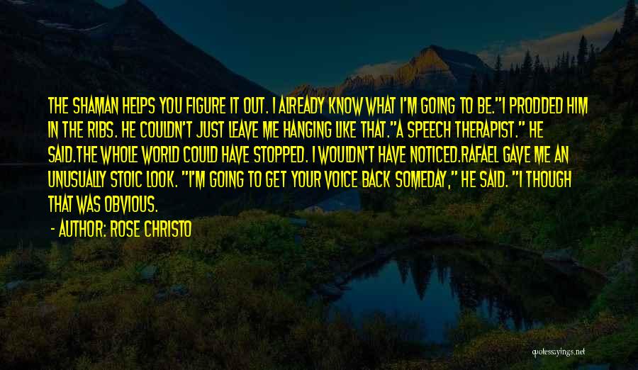 Rose Christo Quotes: The Shaman Helps You Figure It Out. I Already Know What I'm Going To Be.i Prodded Him In The Ribs.