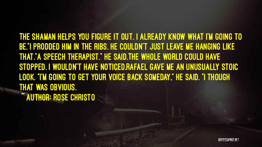 Rose Christo Quotes: The Shaman Helps You Figure It Out. I Already Know What I'm Going To Be.i Prodded Him In The Ribs.