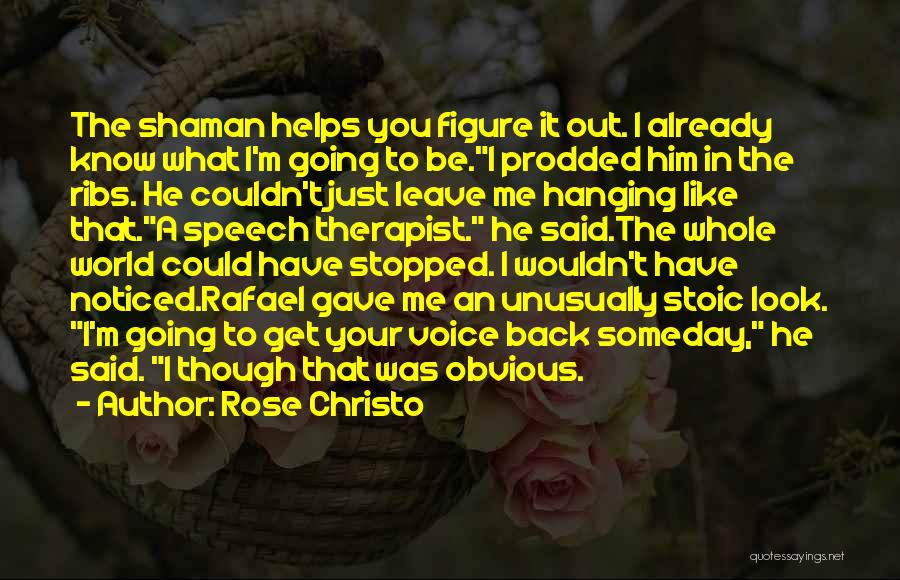 Rose Christo Quotes: The Shaman Helps You Figure It Out. I Already Know What I'm Going To Be.i Prodded Him In The Ribs.