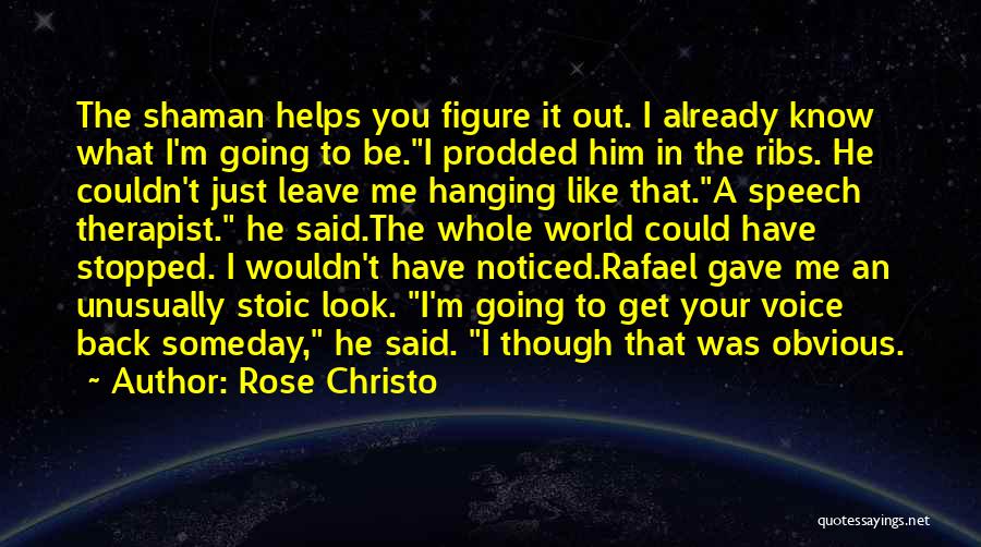 Rose Christo Quotes: The Shaman Helps You Figure It Out. I Already Know What I'm Going To Be.i Prodded Him In The Ribs.