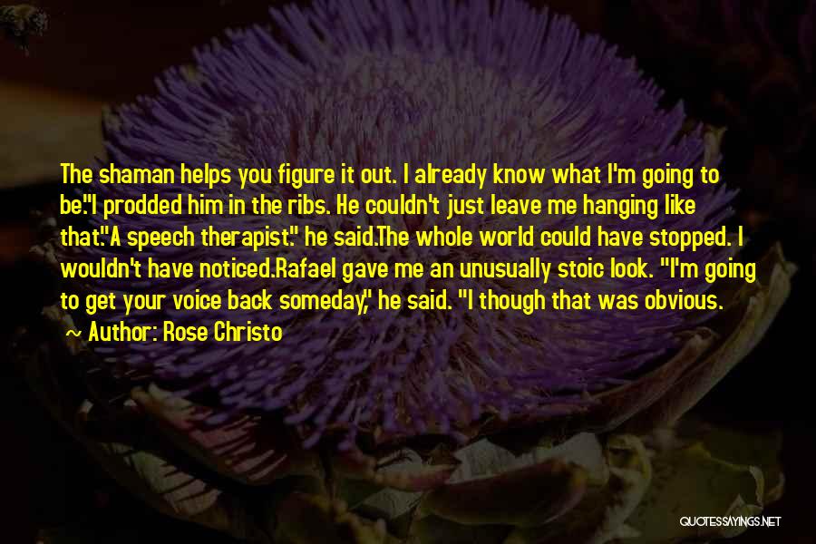 Rose Christo Quotes: The Shaman Helps You Figure It Out. I Already Know What I'm Going To Be.i Prodded Him In The Ribs.