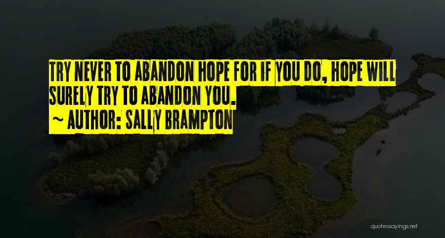 Sally Brampton Quotes: Try Never To Abandon Hope For If You Do, Hope Will Surely Try To Abandon You.