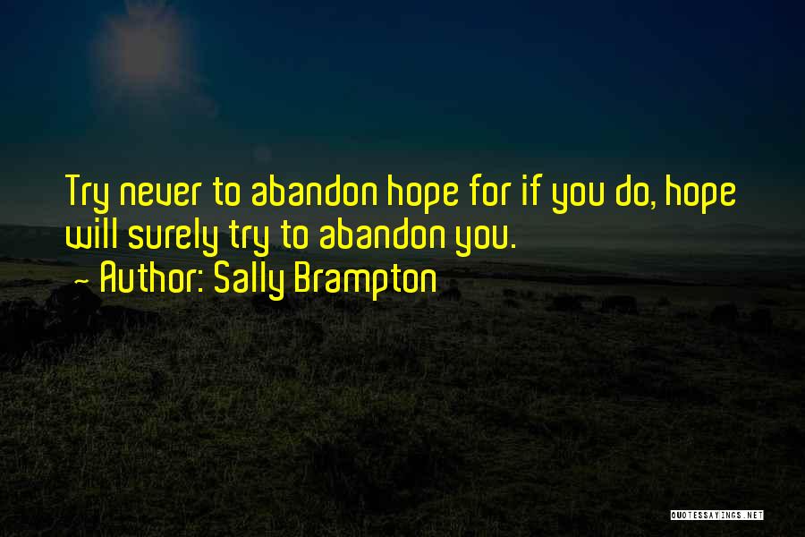 Sally Brampton Quotes: Try Never To Abandon Hope For If You Do, Hope Will Surely Try To Abandon You.