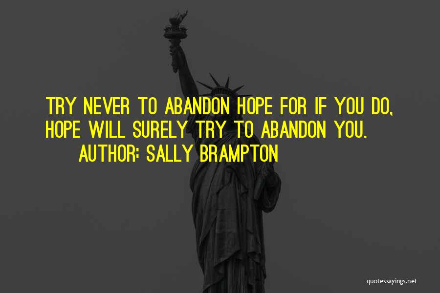 Sally Brampton Quotes: Try Never To Abandon Hope For If You Do, Hope Will Surely Try To Abandon You.