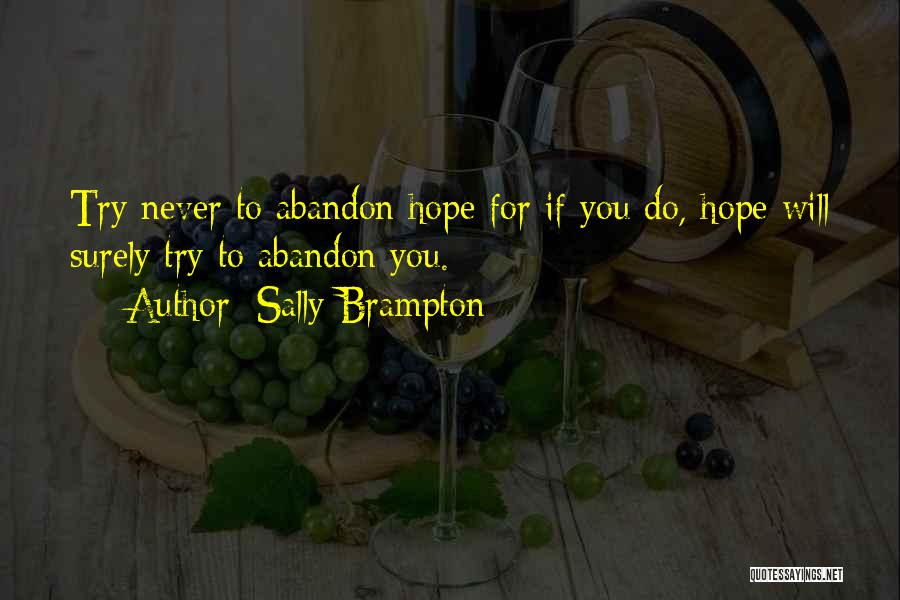 Sally Brampton Quotes: Try Never To Abandon Hope For If You Do, Hope Will Surely Try To Abandon You.