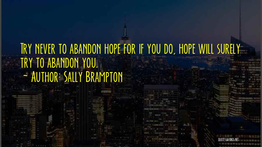 Sally Brampton Quotes: Try Never To Abandon Hope For If You Do, Hope Will Surely Try To Abandon You.