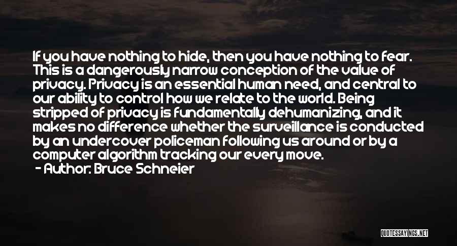 Bruce Schneier Quotes: If You Have Nothing To Hide, Then You Have Nothing To Fear. This Is A Dangerously Narrow Conception Of The