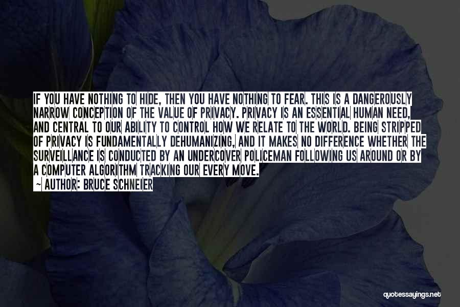 Bruce Schneier Quotes: If You Have Nothing To Hide, Then You Have Nothing To Fear. This Is A Dangerously Narrow Conception Of The