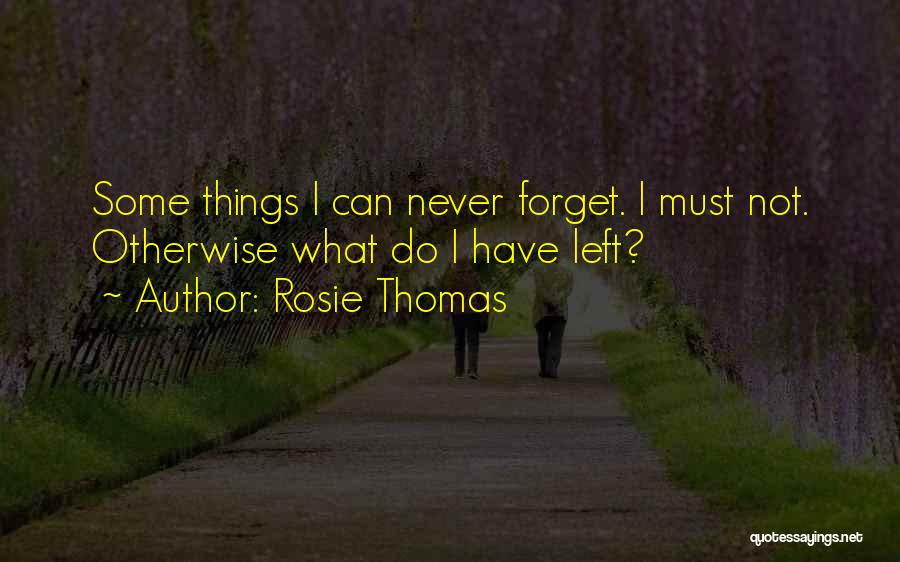 Rosie Thomas Quotes: Some Things I Can Never Forget. I Must Not. Otherwise What Do I Have Left?
