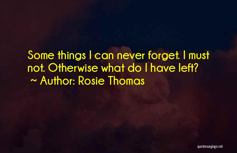 Rosie Thomas Quotes: Some Things I Can Never Forget. I Must Not. Otherwise What Do I Have Left?