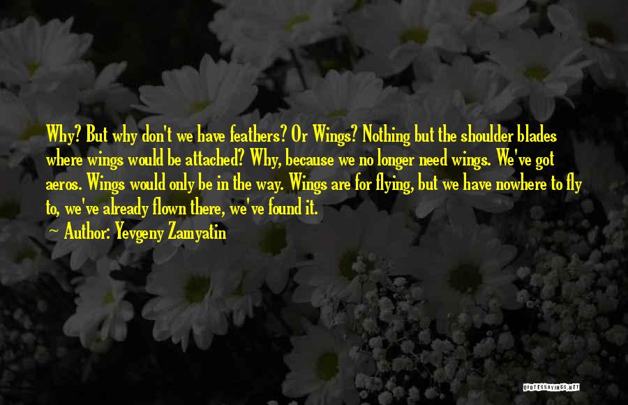 Yevgeny Zamyatin Quotes: Why? But Why Don't We Have Feathers? Or Wings? Nothing But The Shoulder Blades Where Wings Would Be Attached? Why,