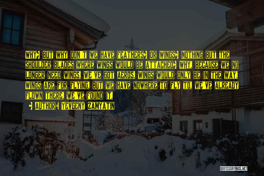 Yevgeny Zamyatin Quotes: Why? But Why Don't We Have Feathers? Or Wings? Nothing But The Shoulder Blades Where Wings Would Be Attached? Why,