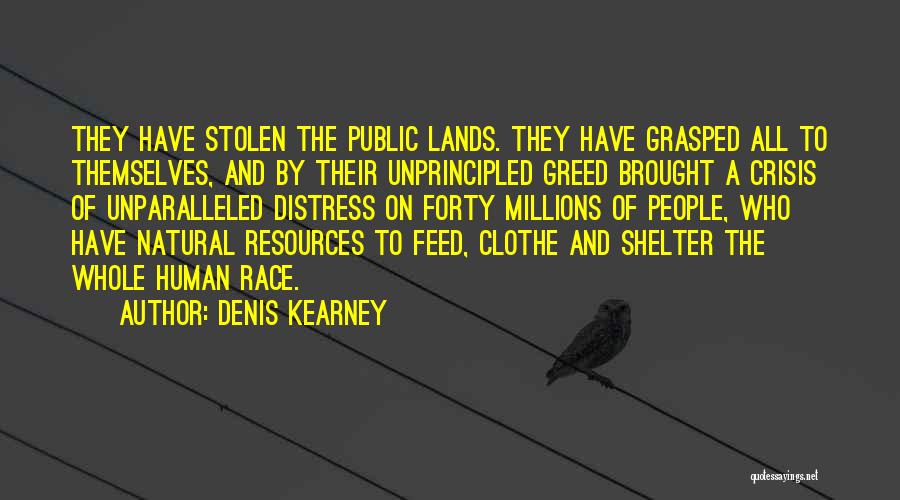 Denis Kearney Quotes: They Have Stolen The Public Lands. They Have Grasped All To Themselves, And By Their Unprincipled Greed Brought A Crisis