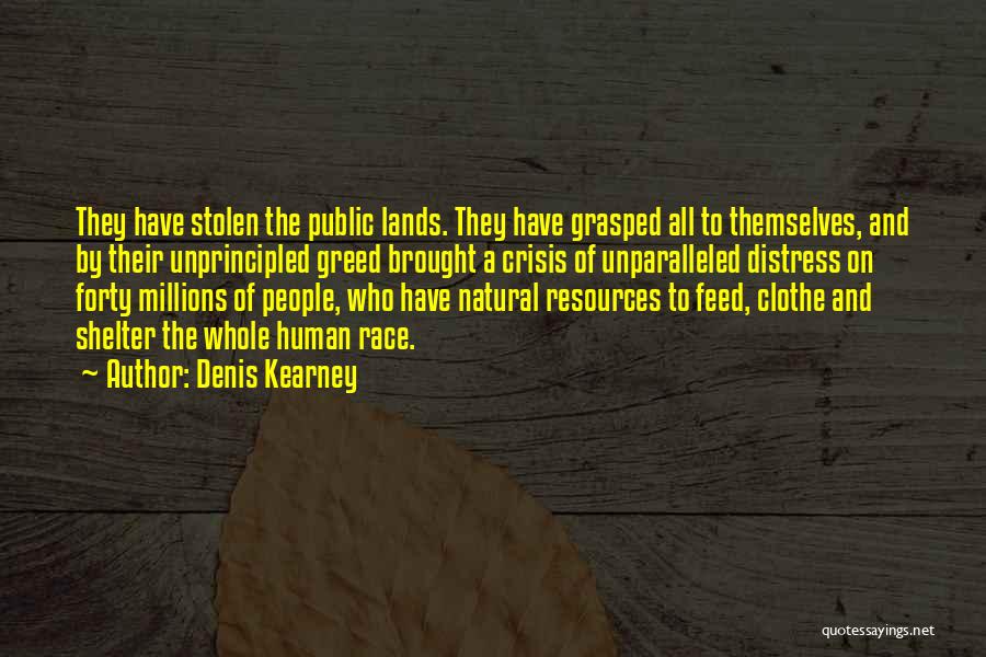 Denis Kearney Quotes: They Have Stolen The Public Lands. They Have Grasped All To Themselves, And By Their Unprincipled Greed Brought A Crisis