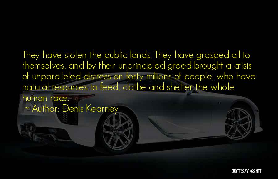 Denis Kearney Quotes: They Have Stolen The Public Lands. They Have Grasped All To Themselves, And By Their Unprincipled Greed Brought A Crisis