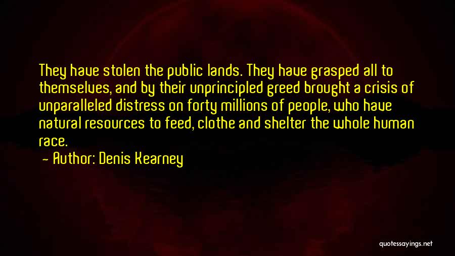 Denis Kearney Quotes: They Have Stolen The Public Lands. They Have Grasped All To Themselves, And By Their Unprincipled Greed Brought A Crisis