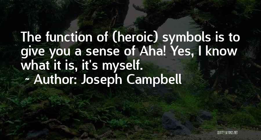 Joseph Campbell Quotes: The Function Of (heroic) Symbols Is To Give You A Sense Of Aha! Yes, I Know What It Is, It's