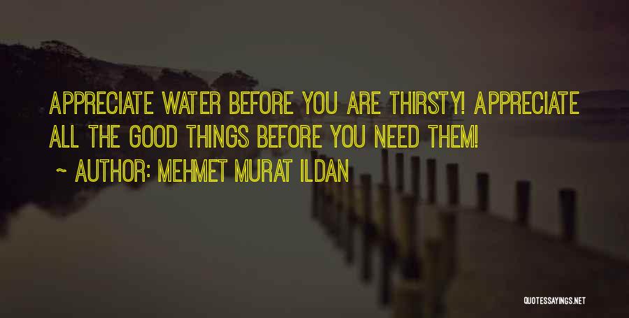 Mehmet Murat Ildan Quotes: Appreciate Water Before You Are Thirsty! Appreciate All The Good Things Before You Need Them!