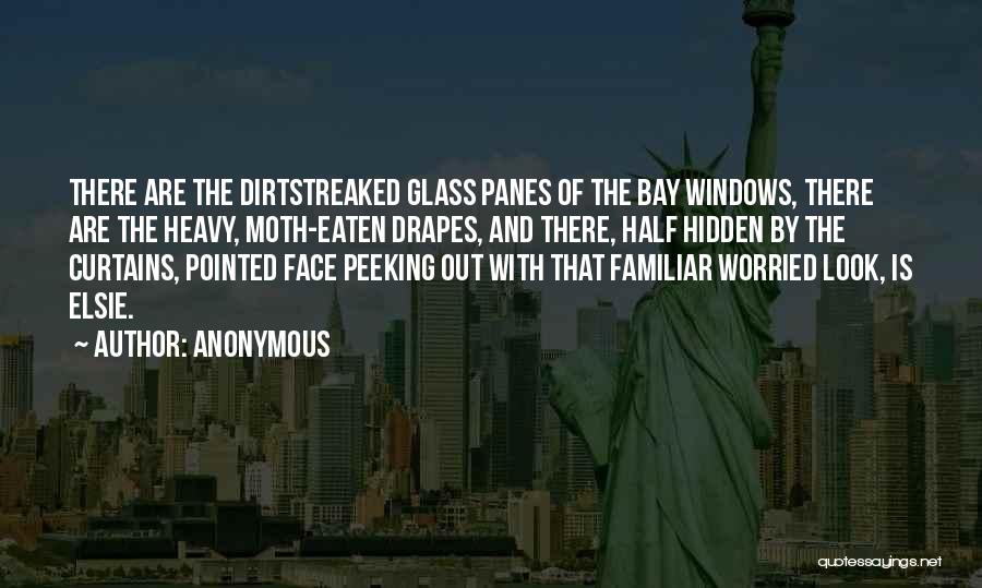 Anonymous Quotes: There Are The Dirtstreaked Glass Panes Of The Bay Windows, There Are The Heavy, Moth-eaten Drapes, And There, Half Hidden