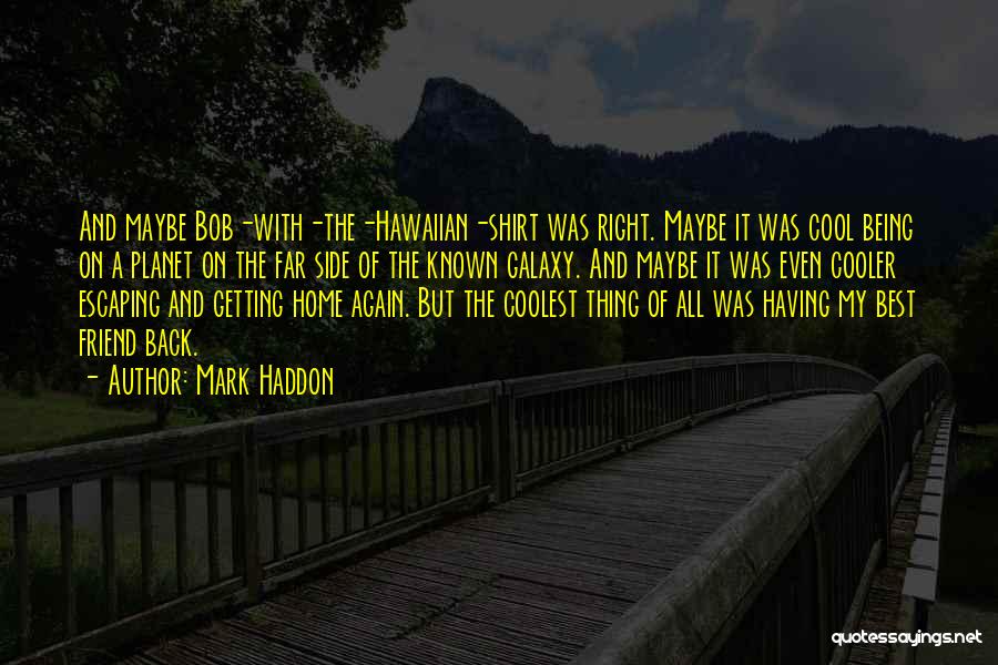 Mark Haddon Quotes: And Maybe Bob-with-the-hawaiian-shirt Was Right. Maybe It Was Cool Being On A Planet On The Far Side Of The Known