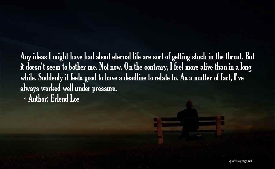 Erlend Loe Quotes: Any Ideas I Might Have Had About Eternal Life Are Sort Of Getting Stuck In The Throat. But It Doesn't