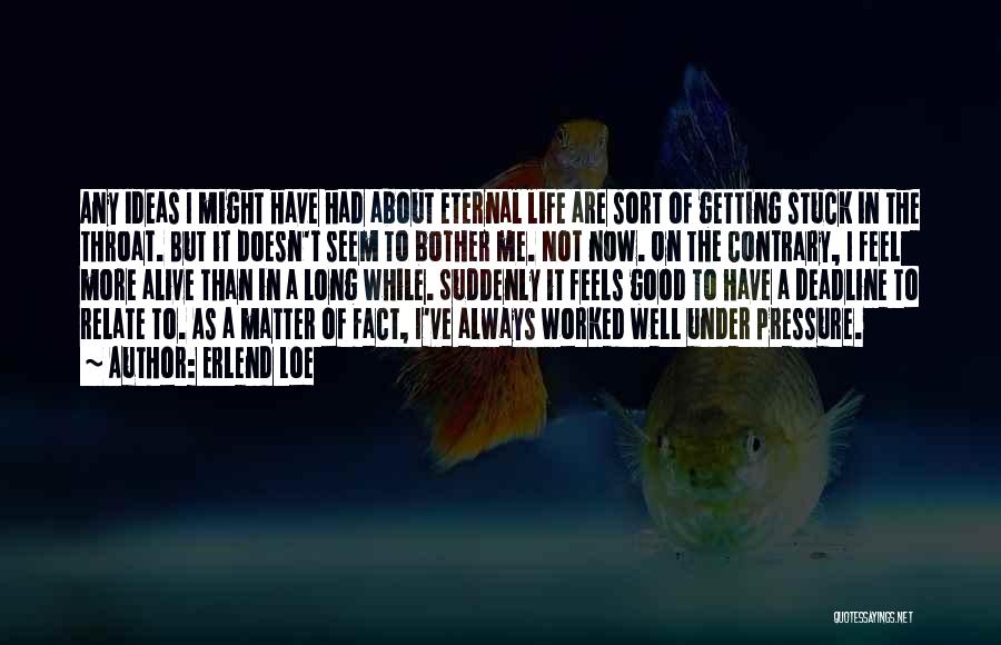 Erlend Loe Quotes: Any Ideas I Might Have Had About Eternal Life Are Sort Of Getting Stuck In The Throat. But It Doesn't