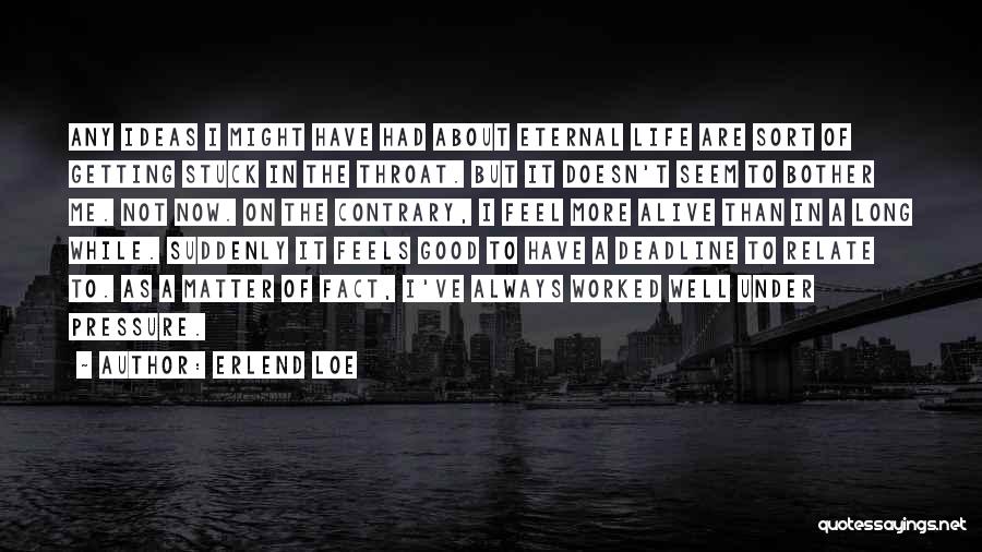 Erlend Loe Quotes: Any Ideas I Might Have Had About Eternal Life Are Sort Of Getting Stuck In The Throat. But It Doesn't