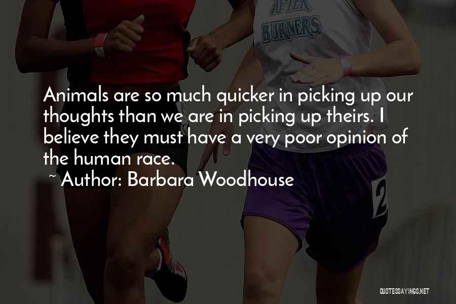 Barbara Woodhouse Quotes: Animals Are So Much Quicker In Picking Up Our Thoughts Than We Are In Picking Up Theirs. I Believe They
