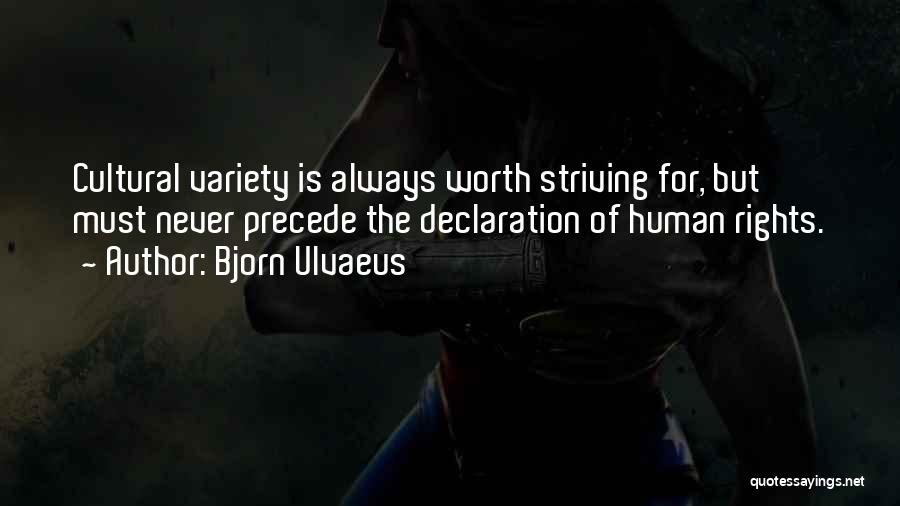 Bjorn Ulvaeus Quotes: Cultural Variety Is Always Worth Striving For, But Must Never Precede The Declaration Of Human Rights.