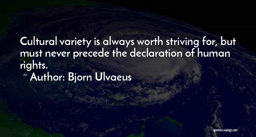 Bjorn Ulvaeus Quotes: Cultural Variety Is Always Worth Striving For, But Must Never Precede The Declaration Of Human Rights.