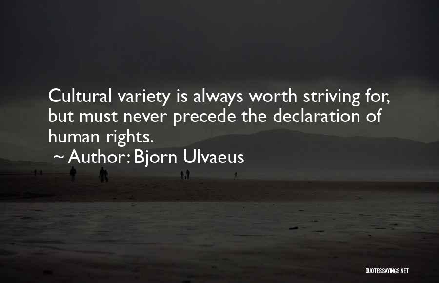 Bjorn Ulvaeus Quotes: Cultural Variety Is Always Worth Striving For, But Must Never Precede The Declaration Of Human Rights.