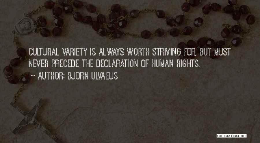 Bjorn Ulvaeus Quotes: Cultural Variety Is Always Worth Striving For, But Must Never Precede The Declaration Of Human Rights.