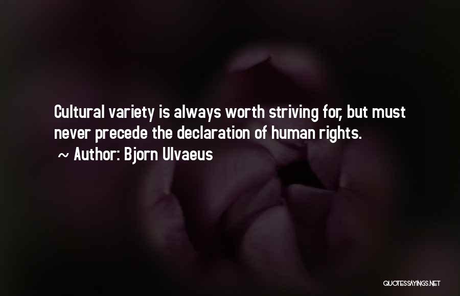 Bjorn Ulvaeus Quotes: Cultural Variety Is Always Worth Striving For, But Must Never Precede The Declaration Of Human Rights.
