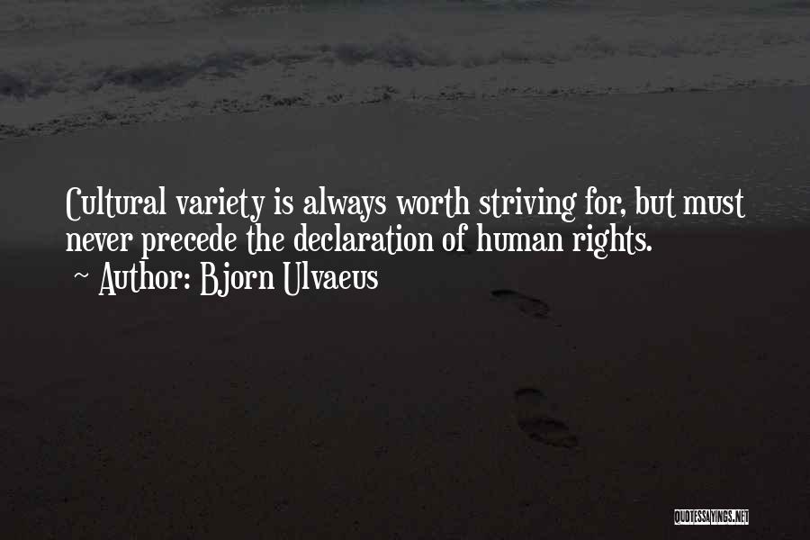 Bjorn Ulvaeus Quotes: Cultural Variety Is Always Worth Striving For, But Must Never Precede The Declaration Of Human Rights.