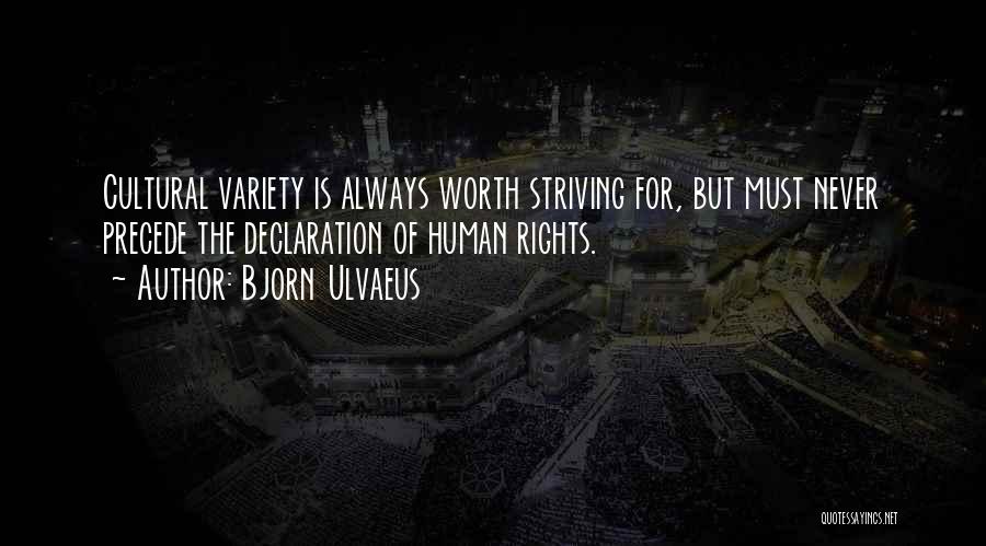 Bjorn Ulvaeus Quotes: Cultural Variety Is Always Worth Striving For, But Must Never Precede The Declaration Of Human Rights.