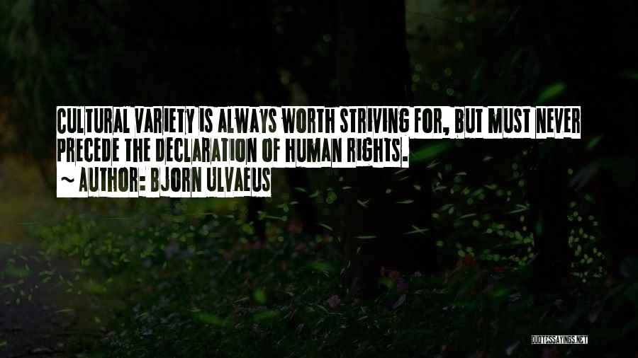 Bjorn Ulvaeus Quotes: Cultural Variety Is Always Worth Striving For, But Must Never Precede The Declaration Of Human Rights.