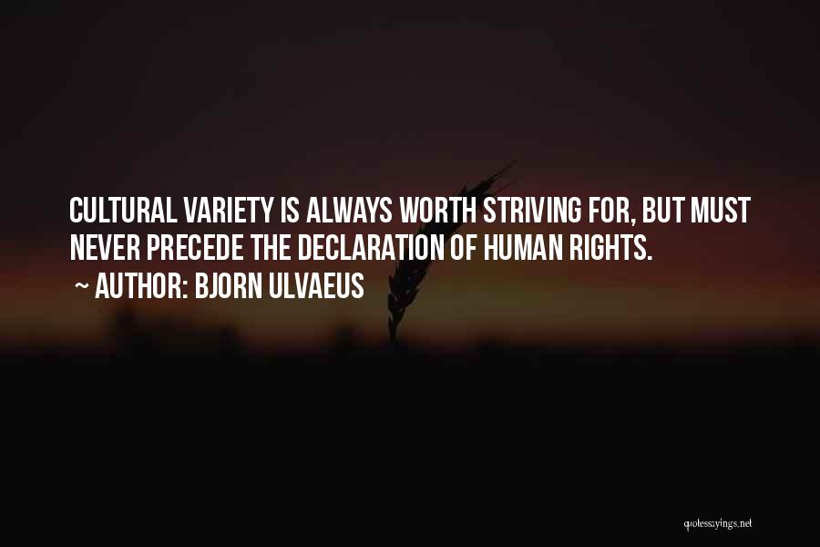 Bjorn Ulvaeus Quotes: Cultural Variety Is Always Worth Striving For, But Must Never Precede The Declaration Of Human Rights.