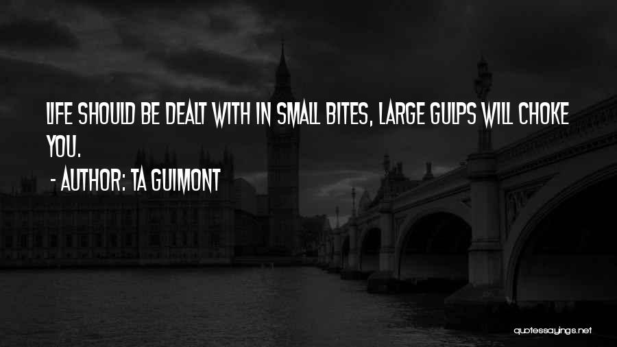 TA Guimont Quotes: Life Should Be Dealt With In Small Bites, Large Gulps Will Choke You.