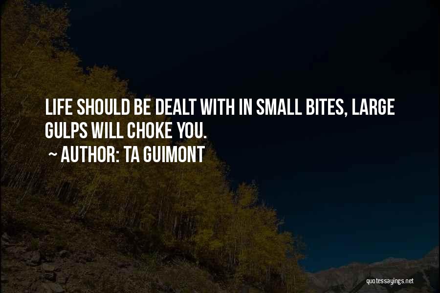 TA Guimont Quotes: Life Should Be Dealt With In Small Bites, Large Gulps Will Choke You.