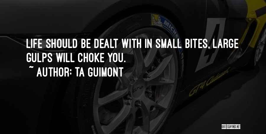 TA Guimont Quotes: Life Should Be Dealt With In Small Bites, Large Gulps Will Choke You.