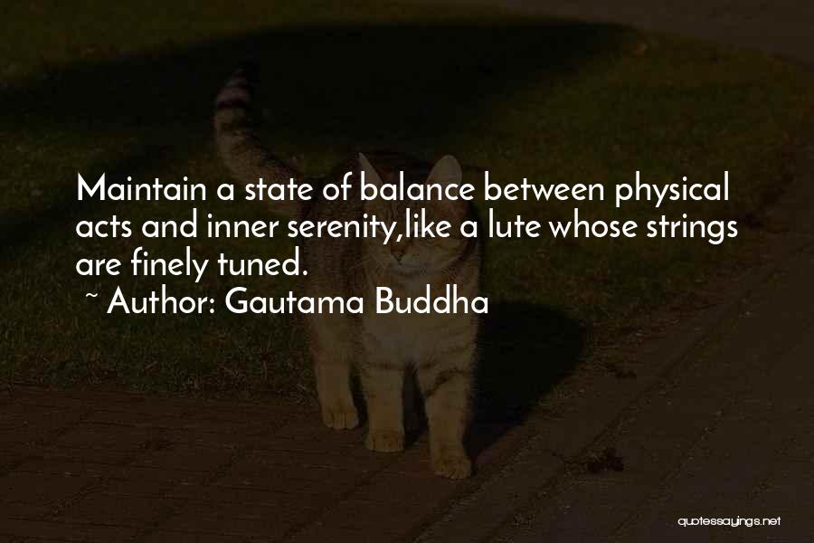 Gautama Buddha Quotes: Maintain A State Of Balance Between Physical Acts And Inner Serenity,like A Lute Whose Strings Are Finely Tuned.