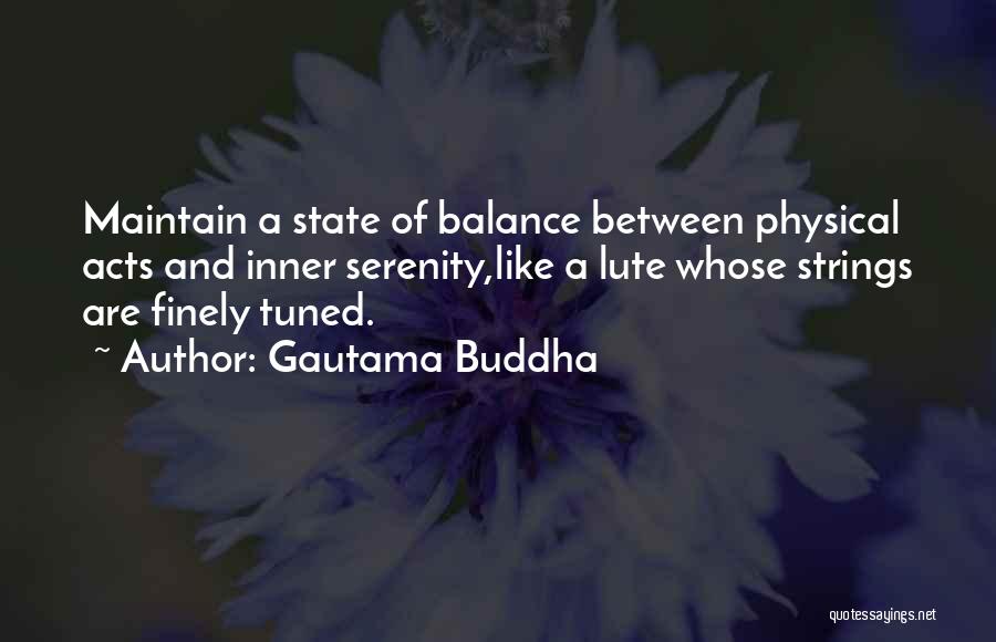 Gautama Buddha Quotes: Maintain A State Of Balance Between Physical Acts And Inner Serenity,like A Lute Whose Strings Are Finely Tuned.