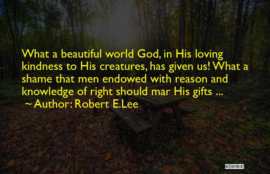 Robert E.Lee Quotes: What A Beautiful World God, In His Loving Kindness To His Creatures, Has Given Us! What A Shame That Men