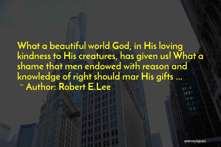 Robert E.Lee Quotes: What A Beautiful World God, In His Loving Kindness To His Creatures, Has Given Us! What A Shame That Men