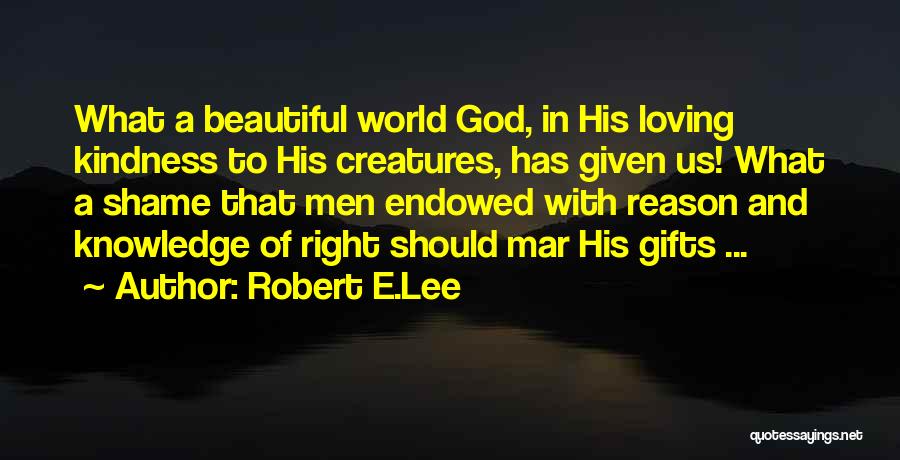 Robert E.Lee Quotes: What A Beautiful World God, In His Loving Kindness To His Creatures, Has Given Us! What A Shame That Men