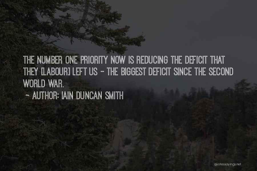Iain Duncan Smith Quotes: The Number One Priority Now Is Reducing The Deficit That They [labour] Left Us - The Biggest Deficit Since The