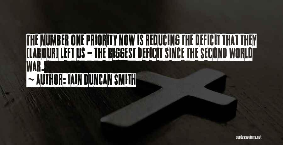 Iain Duncan Smith Quotes: The Number One Priority Now Is Reducing The Deficit That They [labour] Left Us - The Biggest Deficit Since The